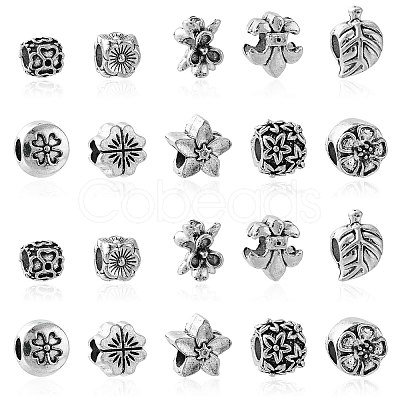 60Pcs 10 Styles Tibetan Style Alloy European Beads TIBE-CJ0001-26-1