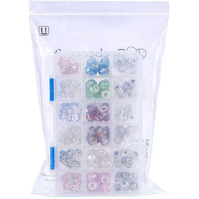 Brass & Alloy Rhinestone & Glass European Beads MPDL-NB0001-02-1