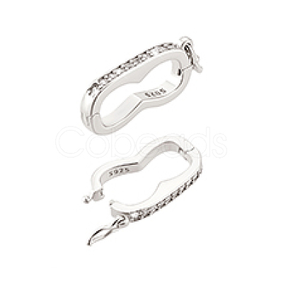 2Pcs 925 Sterling Silver Micro Pave Clear Cubic Zirconia Twister Clasps STER-PH0003-09P-1
