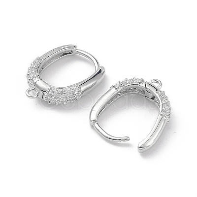 Brass Micro Pave Clear Cubic Zirconia Hoop Earring Findings EJEW-K245-20P-1