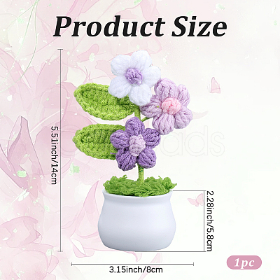 1Pc Hand Knitted Potted Plants Crochet Flower DJEW-SC0001-15A-1