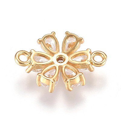 Brass Micro Pave Cubic Zirconia Links ZIRC-F087-10G-RS-1