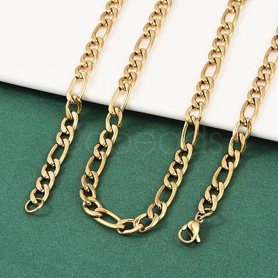 Fashionable 304 Stainless Steel Figaro Chain Necklaces for Men LS-STAS-A028-N017G-1