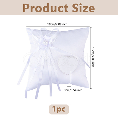 Squre with Bowknot Polyester Wedding Finger Ring Display Pillow DIY-WH0899-722-1