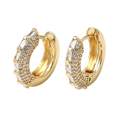 Brass Micro Pave Cubic Zirconia Hoop Earrings KK-CBA8324-22G-05-1