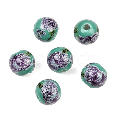 Printed Handmade Porcelain Beads X-PORC-R134-04-1
