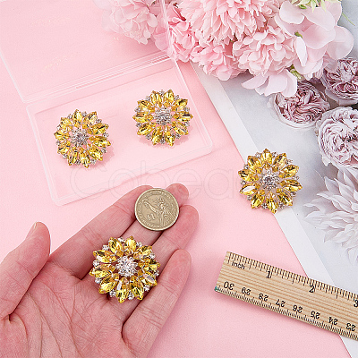 4Pcs Alloy & Glass & Rhinestone Shank Buttons BUTT-FG0001-63A-1