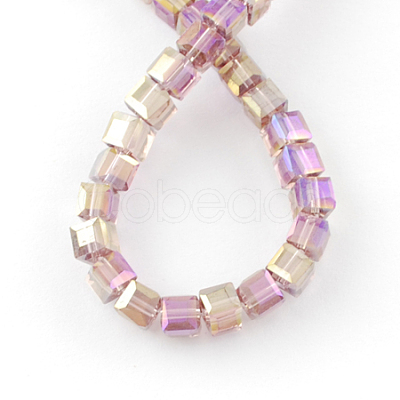 Electroplate Glass Beads Strands EGLA-R030-8x8mm-15-1
