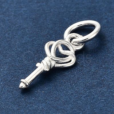 S925 Sterling Silver Heart Key Charms STER-K183-02A-S-1