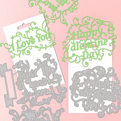 2Pcs 2 Styles Valentine's Day Theme Carbon Steel Cutting Dies Stencils DIY-WH0309-652-1