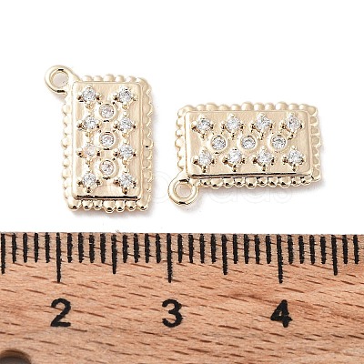 Brass Micro Pave Clear Cubic Zirconia Charms KK-F871-37G-1
