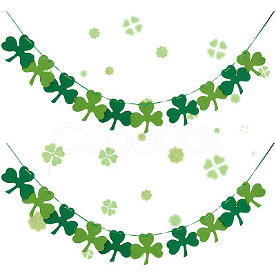 4 Bag Felt Clover Hanging Banner for Saint Patrick's Day Decoration AJEW-CY0002-43-1