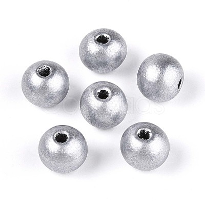 Spray Painted Round Natural Schima Wood Beads WOOD-A018-14mm-02-1