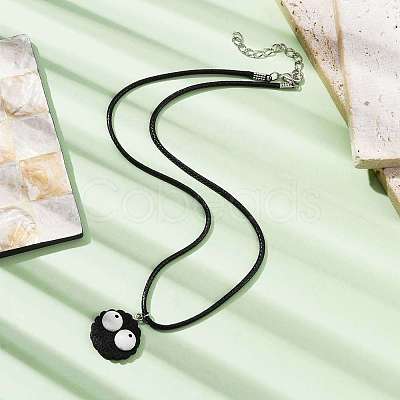 Cartoon Cookies Resin Pendant Necklaces NJEW-JN04553-1