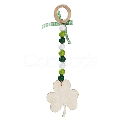 Saint Patrick's Day Wood Pendant Decoration HJEW-G023-02C-1