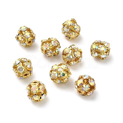 7mm Brass Rhinestone Beads X1-KK-S519-01B-01G-1