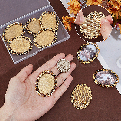 10Pcs Vintage Tibetan Alloy Brooch Cabochon Bezel Settings FIND-PH0025-54-1