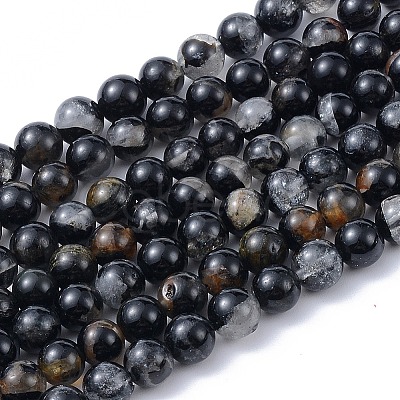 Natural Black Tourmaline Beads Strands X-G-F666-05A-8mm-1