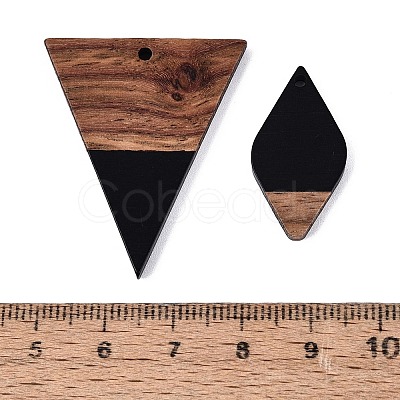 18Pcs 9 Styles Opaque Resin & Walnut Wood Pendants RESI-N053-04-1