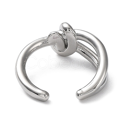 Rack Plating Brass Knot Open Cuff Rings for Women RJEW-Q777-02P-1