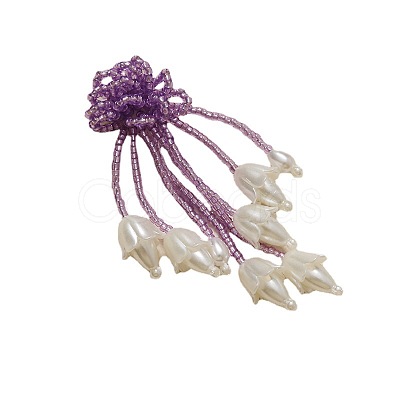 Handmade Glass Seed Beads Flower Tassel Stud Earrings FS-WG63232-03-1
