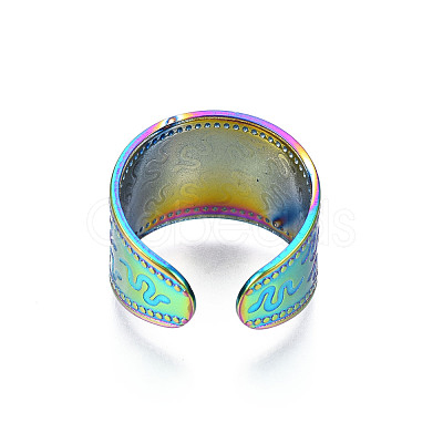 Ion Plating(IP) Rainbow Color 304 Stainless Steel Snake Pattern Open Cuff Ring RJEW-S405-257M-1