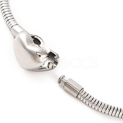 Tarnish Resistant 304 Stainless Steel Round Snake Chain Bracelets with Clasps BJEW-F472-01P-04-1