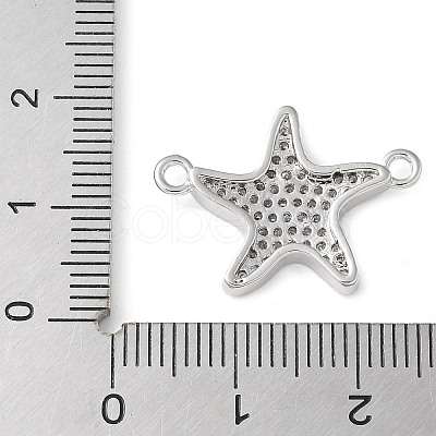 Brass Micro Pave Clear Cubic Zirconia Connector Charms KK-C086-14P-01-1