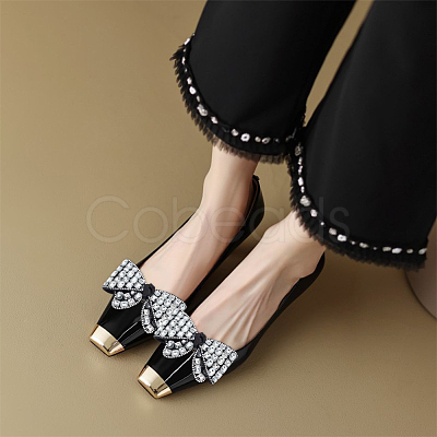2Pcs Acrylic Rhinestone & Polyester & Iron Shoe Decorations DIY-WR0004-11-1
