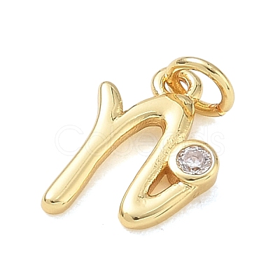Brass Micro Pave Clear Cubic Zirconia Charms KK-D289-66G-N-1