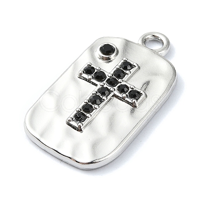 Rack Plating Alloy with Black Rhinestone Pendants FIND-Z051-04P-05-1