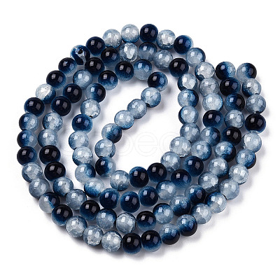 Crackle Baking Paint Imitation Jade Glass Beads Strands DGLA-T003-10mm-15-1