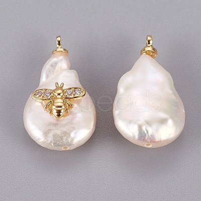 Natural Cultured Freshwater Pearl Pendants LS-PEAR-F008-37G-1