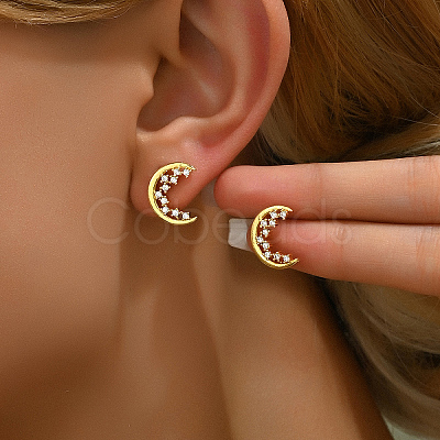 Fashionable Moon Brass Stud Earrings LQ5104-1