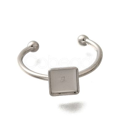 304 Stainless Steel Open Cuff Ring Components STAS-M057-01H-P-1