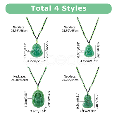 4Pcs 4 Styles Glass Pendant Necklaces NJEW-OC0001-04A-1