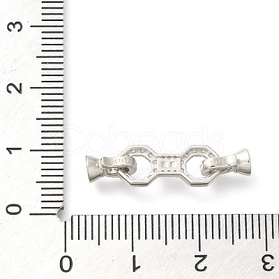 925 Sterling Silver Micro Pave Clear Cubic Zirconia Fold Over Clasps STER-U006-03P-1
