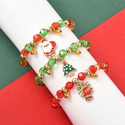 Christmas CCB Plastic & Glass Bead Bracelets BJEW-FS00029-1