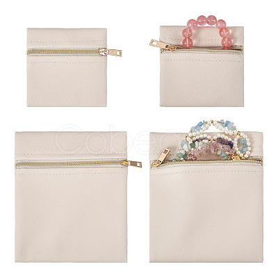 2Pcs 2 Styles Rectangle Square PU Leather Jewelry Gift Zipper Bags ABAG-TADJ0001-01B-1