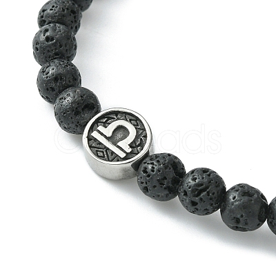 12Pcs 12 Style Twelve Constellations 304 Stainless Steel & Natural Lava Rock Beaded Stretch Bracelets Set BJEW-JB09463-1