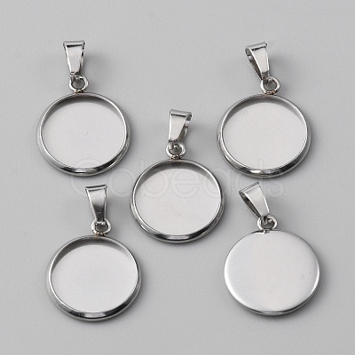 10Pcs 304 Stainless Steel Pendant Cabochon Settings LS-STAS-WH0029-97B-P-1