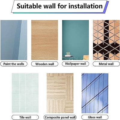 8Pcs 8 Styles Rectangle Plastic Window Stickers DIY-WH20015-018-1