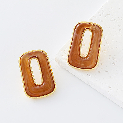 304 Stainless Steel Resin Stud Earrings for Women ST7029-7-1