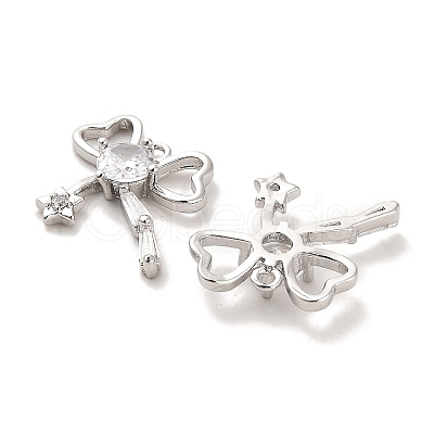 Brass Micro Pave Clear Cubic Zirconia Charms KK-C054-19P-1