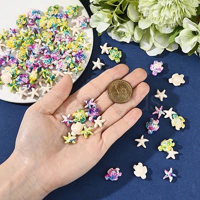 120Pcs 6 Styles Synthetic Turquoise Dyed Beads G-YW0002-30-1