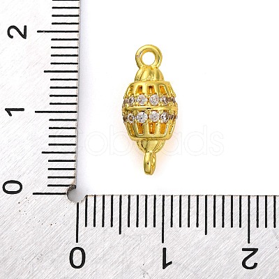 Brass Micro Pave Clear Cubic Zirconia Hollow Oval Connector Charms KK-A230-05A-G-1