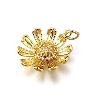 Brass Micro Pave Clear Cubic Zirconia Pendants KK-F899-05B-G-1