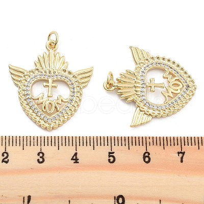Brass Pave Cubic Zirconia Pendants KK-U009-10A-G-1