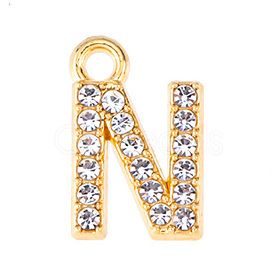 Golden Tone Alloy Rhinestone Pendants PW-WGCC773-14-1