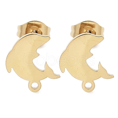 Dolphin Ion Plating(IP) 304 Stainless Steel Stud Earring Findings STAS-I206-120G-1